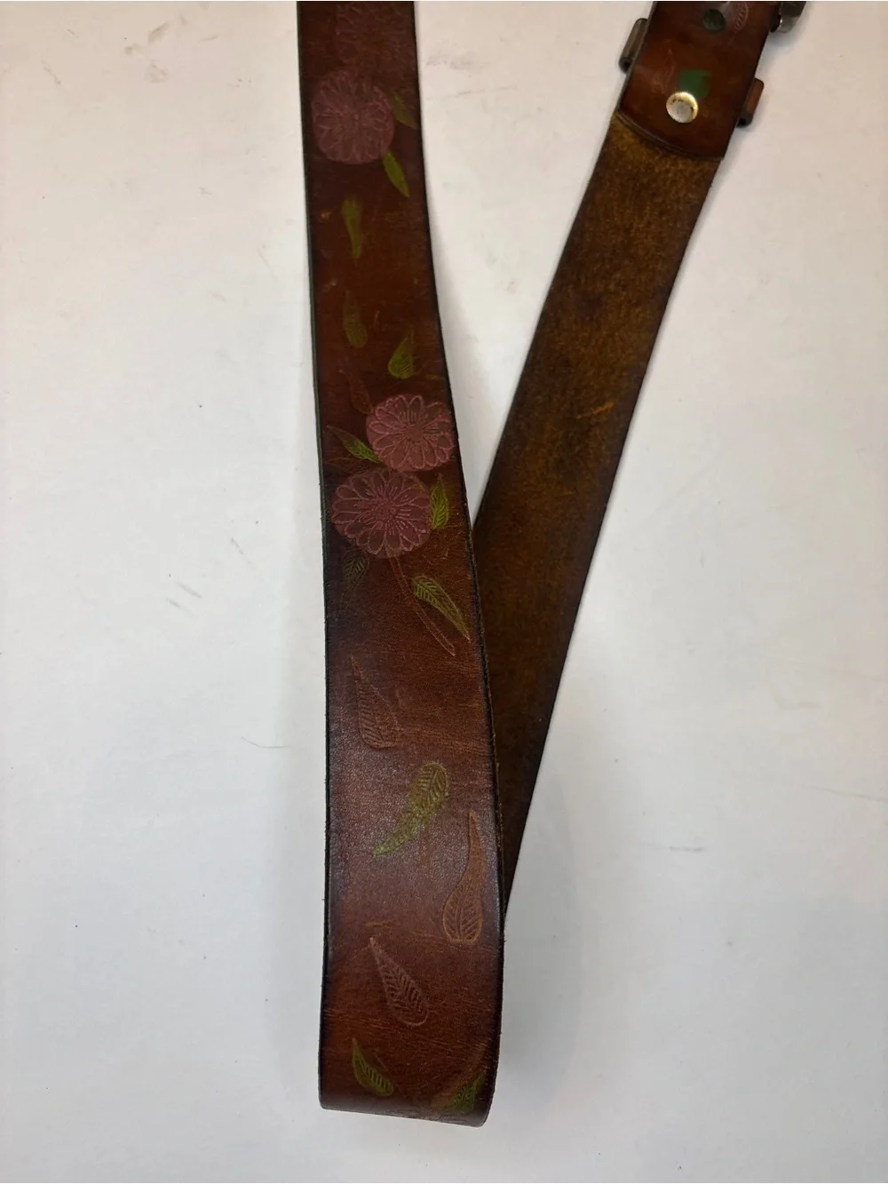 Tex Tan tooled Leather Men's Belt with Floral Detail